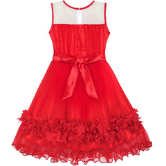 Girls Dress Dimensional Flower Birthday Wedding Dress Size 5-12 Years
