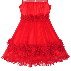 Girls Dress Dimensional Flower Birthday Wedding Dress Size 5-12 Years