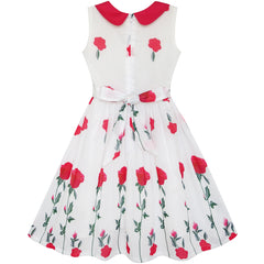 Girls Dress Rose Flower Collar Princess Party Size 5-12 Years