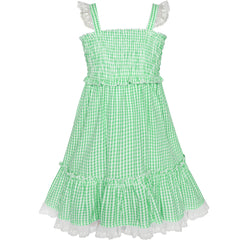 Girls Dress Green Tank Smocked Ruffle Skirt Size 12M-5 Years