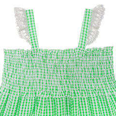 Girls Dress Green Tank Smocked Ruffle Skirt Size 12M-5 Years