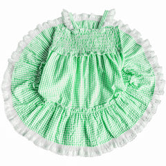 Girls Dress Green Tank Smocked Ruffle Skirt Size 12M-5 Years