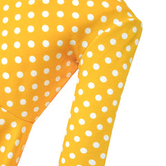 Girls Dress Yellow White Dot Back Cutout Back School Dress Size 4-10 Years
