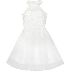 Flower Girls Dress Lace Sequins Sparkling Wedding Bridesmaid Size 5-12 Years