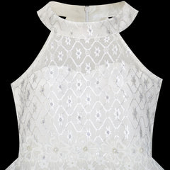 Flower Girls Dress Lace Sequins Sparkling Wedding Bridesmaid Size 5-12 Years