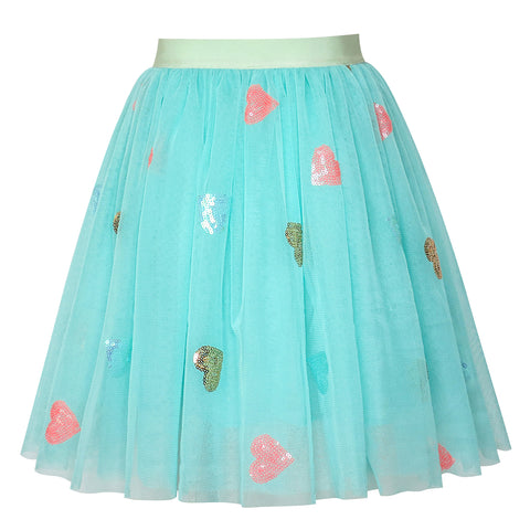 Girls Skirt Heart Sequins Sparkling Tutu Dancing Size 2-12 Years