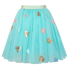Girls Skirt Heart Sequins Sparkling Tutu Dancing Size 2-12 Years