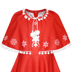 Girls Dress Cape Cloak Christmas Year Holiday Party Size 4-14 Years