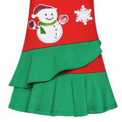 Girls Dress Long Sleeve Christmas Snowman Holiday Party Size 5-12 Years
