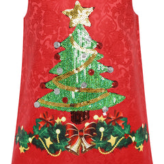 Girls Dress A-line Christmas Tree Xmas Sequin Sparkling Holiday Party Size 3-10 Years