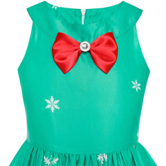Girls Dress Christmas Santa Snow Xmas Party Turquoise Size 7-14 Years