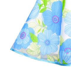 Girls Dress Blue Flower Bow Tie Tulle Party Princess Size 4-12 Years