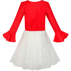 Girls Dress Long Sleeve Christmas Owl Sparkling Sequin Tulle Size 3-14 Years