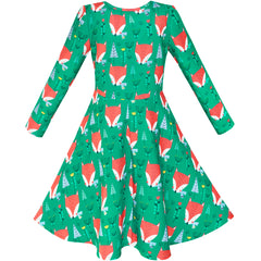 Girls Dress Forest Fox Long Sleeve Size 3-12 Years