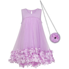 Girls Dress A-line Cute Handbag Purple Princess Size 5-10 Years