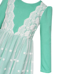 Girls Dress Long Sleeve Lace 2-in-1 Princess Tutu Size 4-12 Years