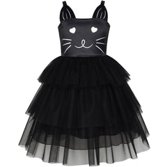 Girls Dress Cat Face Tower Ruffle Dancing Party Size 3-12 Years