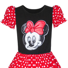 Girls Dress Cartoon Red White Dot Tulle Hem Princess Dress Size 6-12 Years