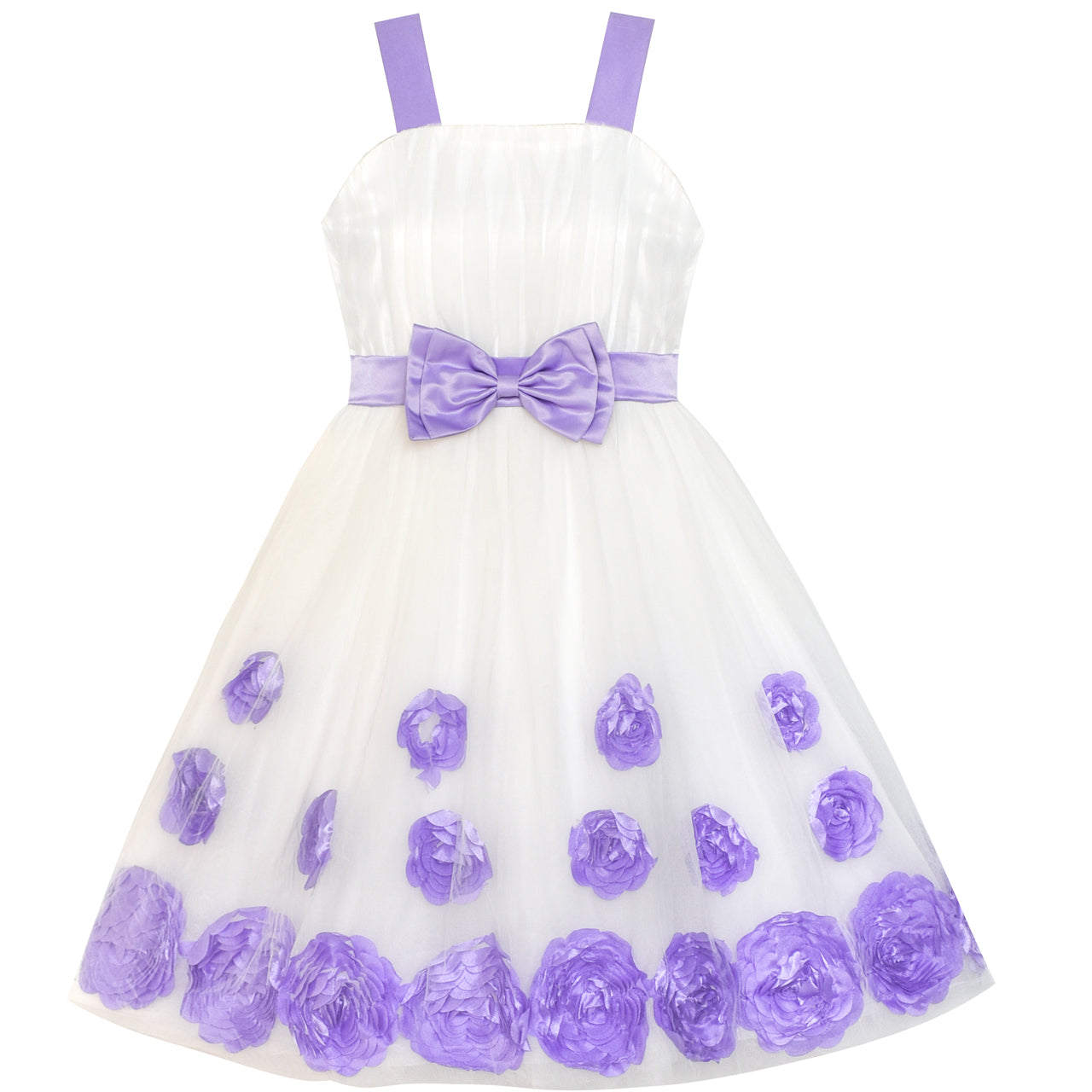 fitted lace wedding dress Flower Girl Dress Bow Tie Pageant Wedding – Sunny Fashion