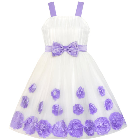 Flower Girl Dress Bow Tie Pageant Wedding Size 3-12 Years
