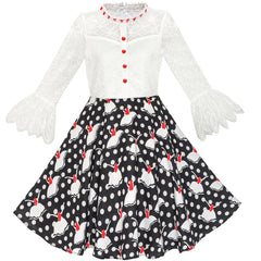 Girls Dress Lace Pearl Bell Sleeve Elegant Princess Dress Size 7-14 Years