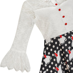 Girls Dress Lace Pearl Bell Sleeve Elegant Princess Dress Size 7-14 Years