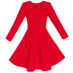 Girls Dress Red Long Sleeve Embroidered Holiday Christmas Dress Size 5-10 Years