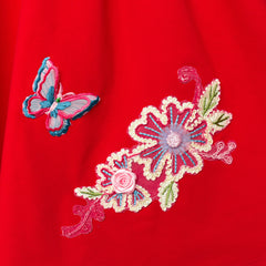 Girls Dress Red Long Sleeve Embroidered Holiday Christmas Dress Size 5-10 Years