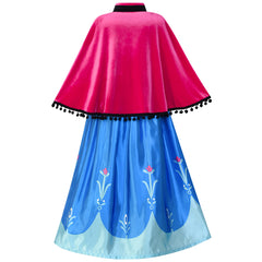 Princess Dress Anna Costume Dress Up Cosplay Cloak Snowflake