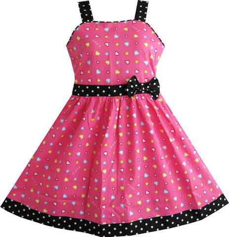 Girls Dress Heart Print Size 4-12 Years Christmas