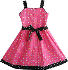 Girls Dress Heart Print Size 4-12 Years Christmas