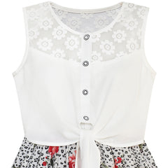 Girls Dress Chiffon Floral High-low Tie Waist Party Size 7-14 Years