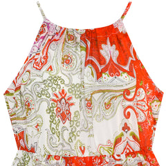 Girls Dress Red Floral Chiffon Slip Midi Dress Summer Beach Party Size 7-14 Years
