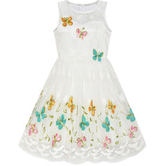 Girls Dress Butterfly Easter Illusion Yoke Party Dress Size 5-14 Years
