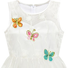 Girls Dress Butterfly Easter Illusion Yoke Party Dress Size 5-14 Years