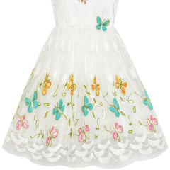 Girls Dress Butterfly Easter Illusion Yoke Party Dress Size 5-14 Years
