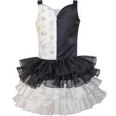 Girls Dress Black White Color Contrast Tutu Dancing Dress Size 4-8 Years