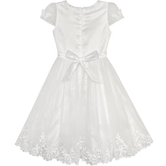 Flower Girl Dress Off White Cap Sleeve Wedding Party Size 6-12 Years