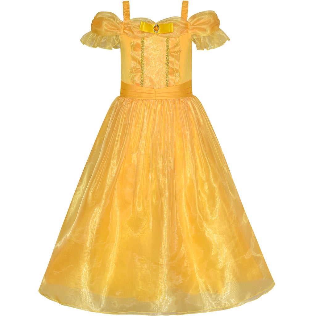Princess Belle Costume Dress Up Girls Dress Yellow Size 4-12 Years