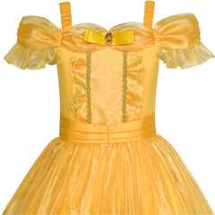 Princess Belle Costume Dress Up Girls Dress Yellow Size 4-12 Years