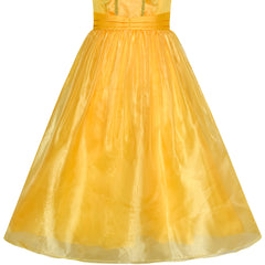 Princess Belle Costume Dress Up Girls Dress Yellow Size 4-12 Years