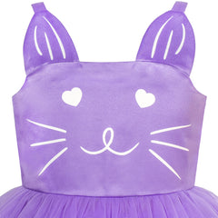 Girls Dress Cat Face Purple Tower Ruffle Dancing Party Size 4-10 Years