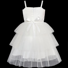Girls Dress Cat Face Off White Tower Ruffle Dancing Party Size 4-10 Years