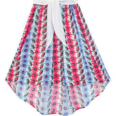 Girls Dress Chiffon Floral Hi-low Tie Waist Party Princess Size 7-14 Years