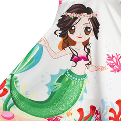 Girls Dress Mermaid Cartoon Princess Ruffle Collar Party Dress Size 2-8 Years