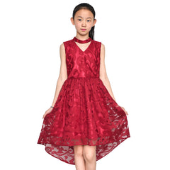 Girls Dress Burgundy Lace Halter Hi-low Dress Dancing Party Size 6-14 Years