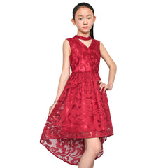 Girls Dress Burgundy Lace Halter Hi-low Dress Dancing Party Size 6-14 Years