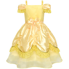 Girls Dress Yellow Princess Belle Costume Birthday Party Size 3-8 Years