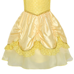 Girls Dress Yellow Princess Belle Costume Birthday Party Size 3-8 Years