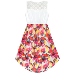 Girls Dress Chiffon Floral Hi-low Tie Waist Party Princess Size 7-14 Years